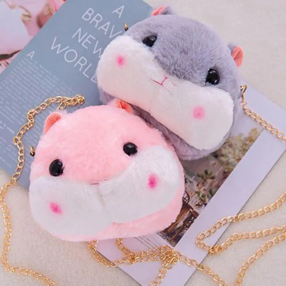 Hammy Hamster Plush Crossbody Bag with Gold Chain Handbag Animals - Tophatter Daily Deals