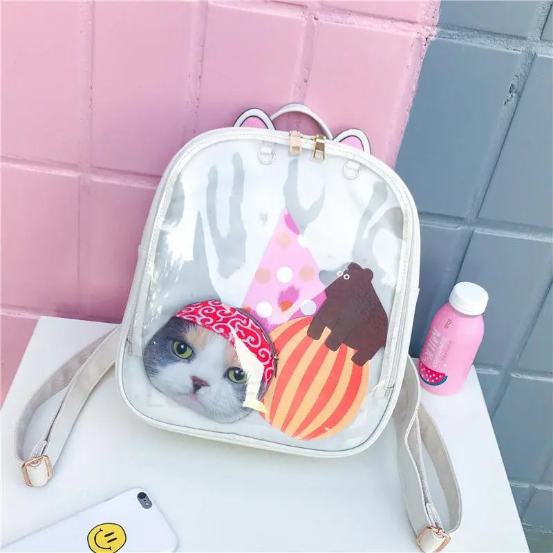 Clear Transparent Bow School Backpack Rucksack Japanese School Mythical - Tophatter Daily Deals