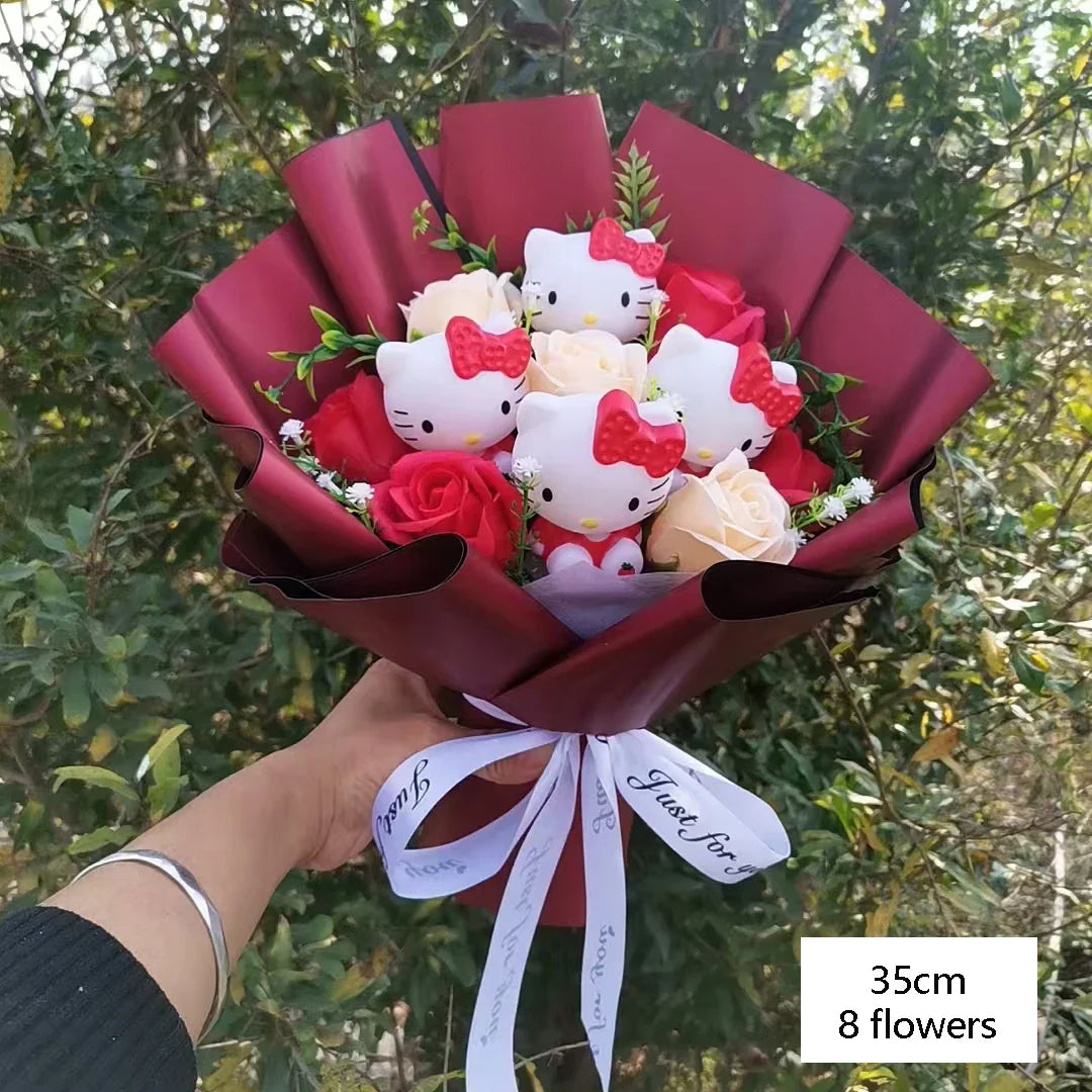 Sanrio Hello Kitty Plush Bouquet Flowers Hello Kitty (Wine Red) Flowers - Tophatter Daily Deals
