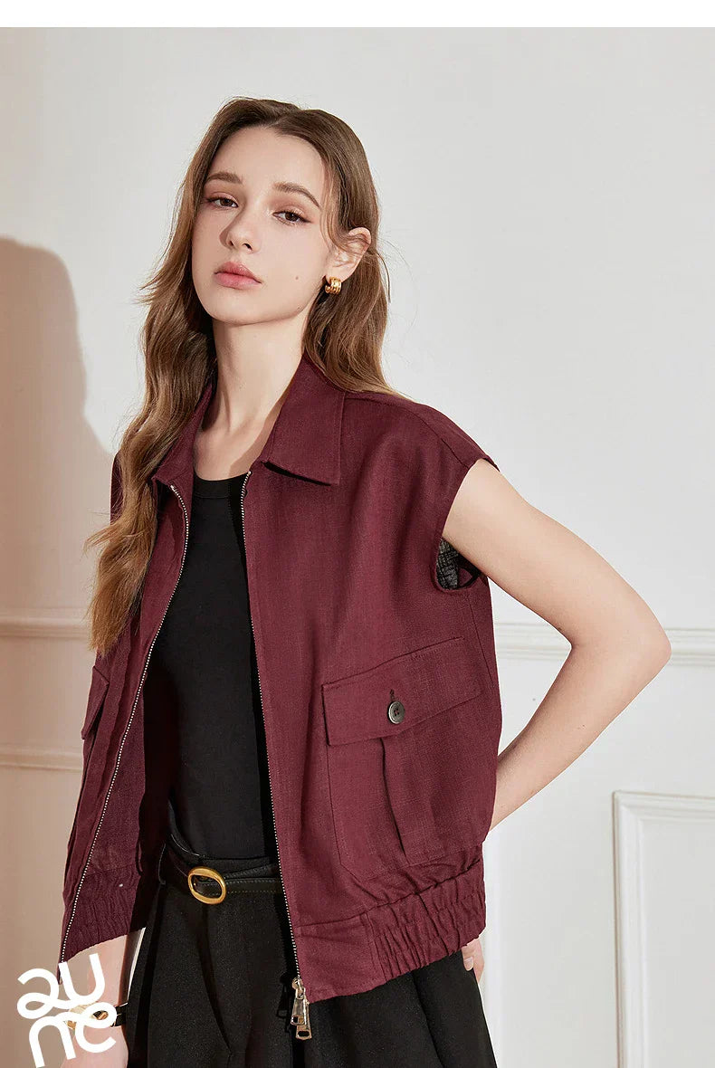 Lightweight Women's Sleeveless Jacket - Linen Cotton, Spring - Tophatter Daily Deals