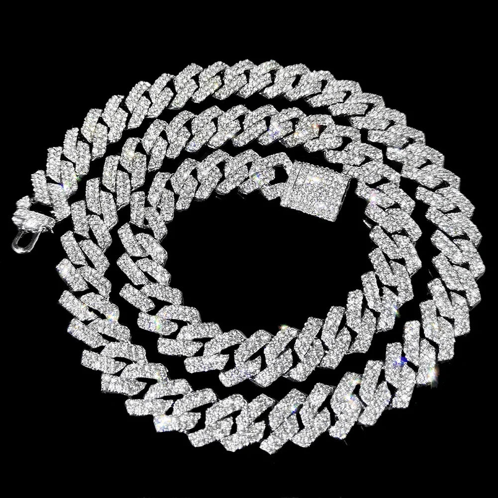 Prong Cuban Link Chain Necklace Rhinestone (A0994SL) Apparel & Accessories > Jewelry > Necklaces - Tophatter Daily Deals