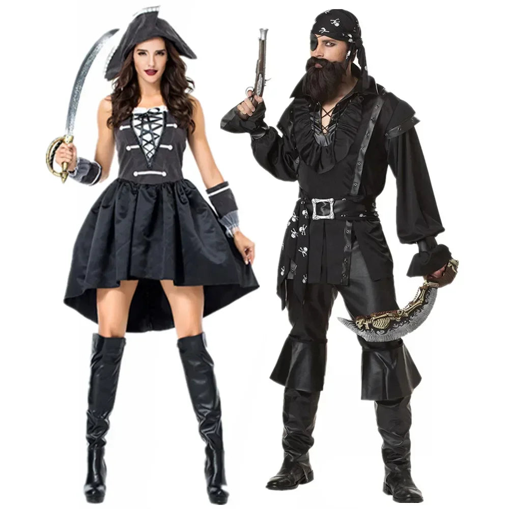 Pirate Costume Couple Set Halloween Carnival Cosplay - Tophatter Daily Deals
