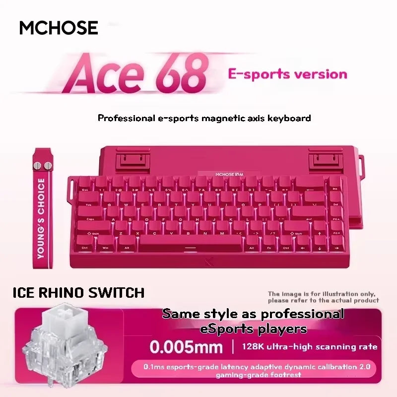 Hall Effect 68 Key Magnetic Gaming Keyboard Topographic RGB ACE68-Red Fast Ship - Tophatter Daily Deals