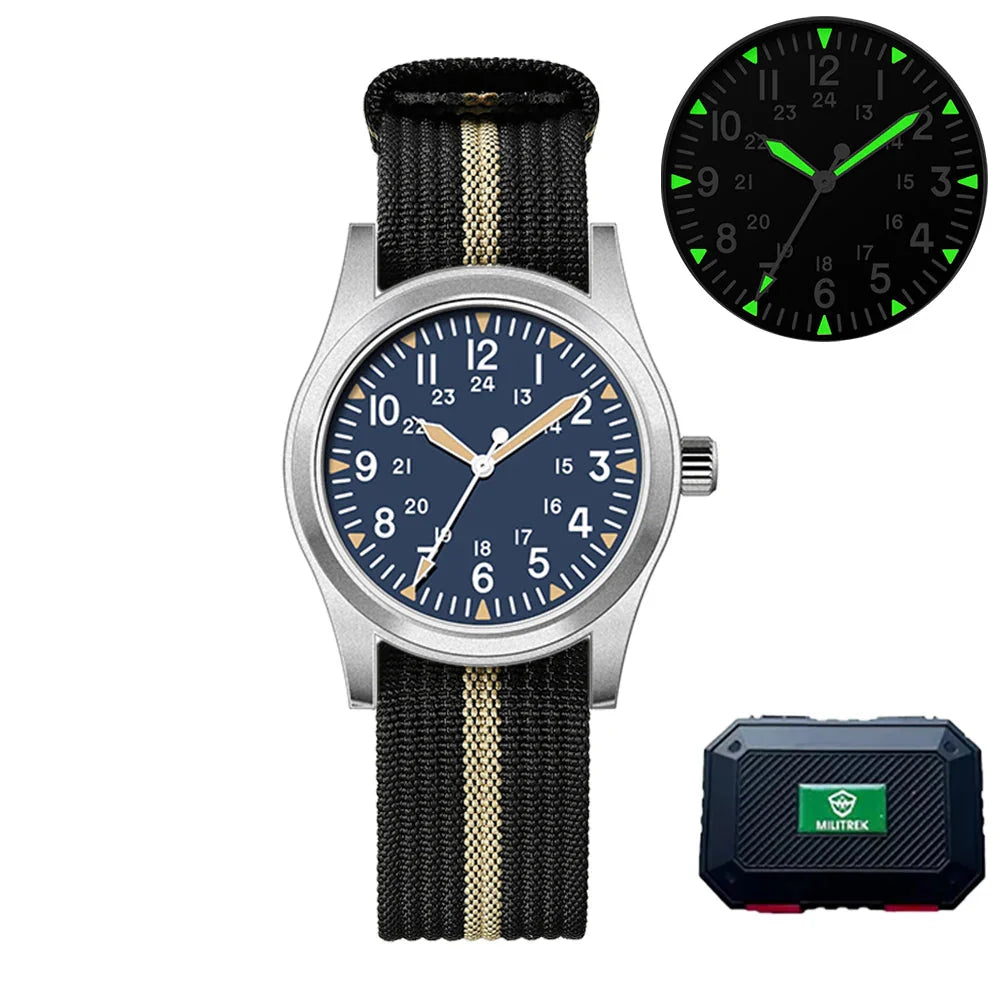 Military Quartz Field Watch 37mm Sapphire Fall 2025 Blue1 - Tophatter Daily Deals