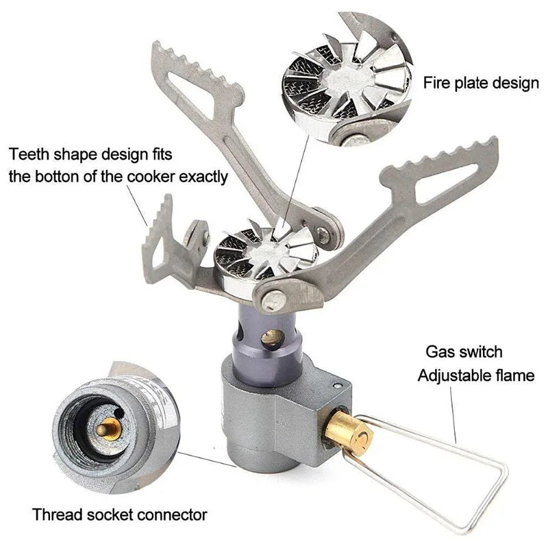 Mini Camping Stove with Adapter Grey Camp Cooking - Tophatter Daily Deals