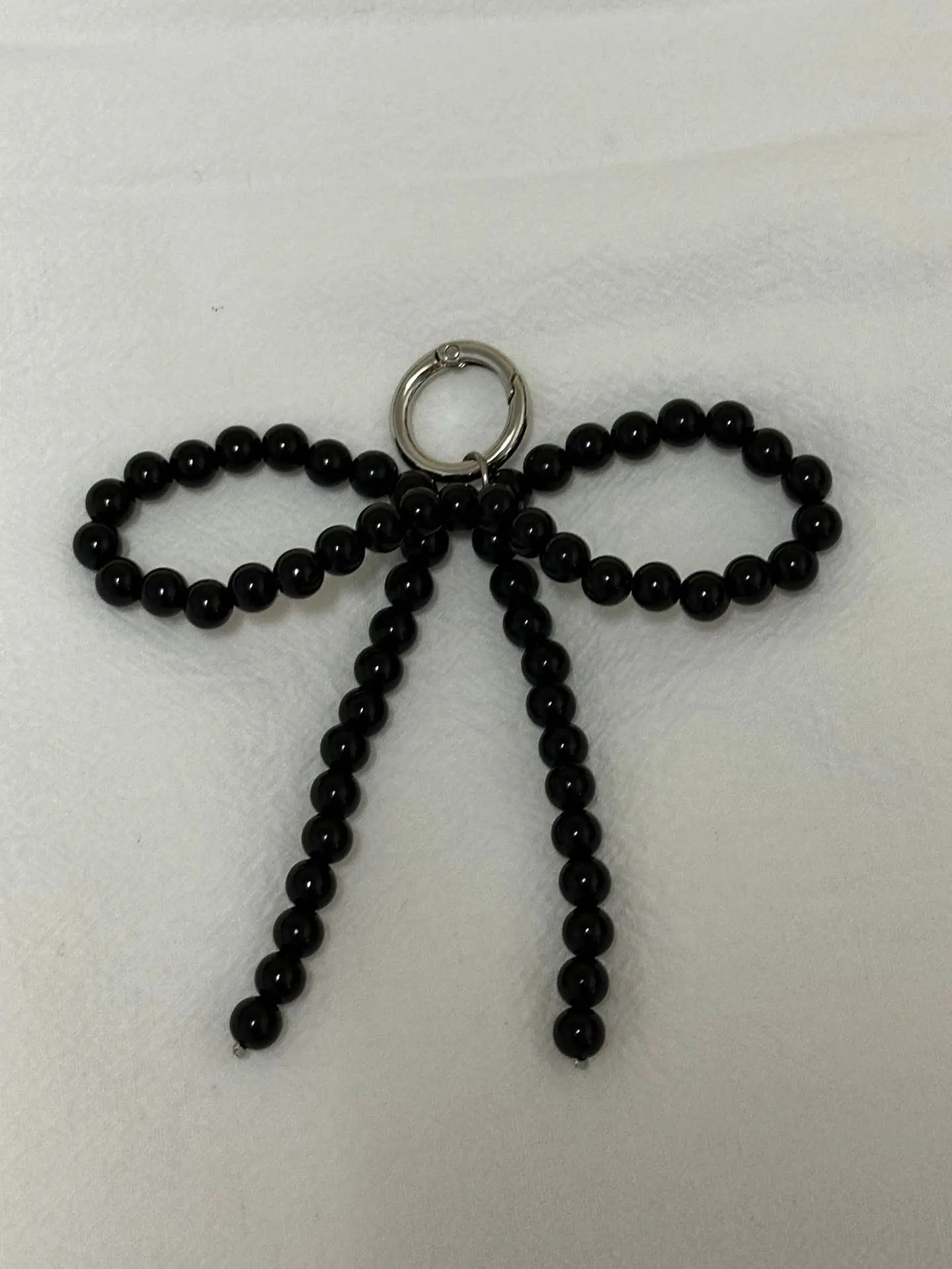 Beaded Pearl Bow Keychain Y2K Bag Charm Cute Gift Accessory Black - Tophatter Daily Deals