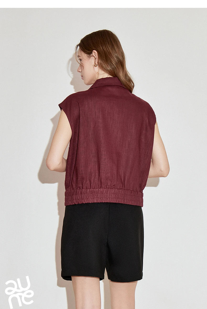 Lightweight Women's Sleeveless Jacket - Linen Cotton, Spring - Tophatter Daily Deals