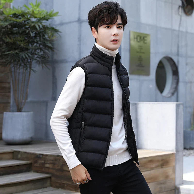 Insulating Men's Puffer Vest - Quilted Cotton Blend, Winter - Tophatter Daily Deals