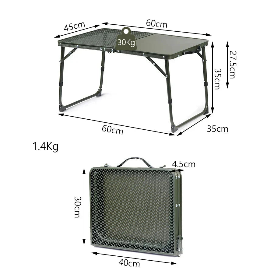 Adjustable Camping Table with Dual Surface Panels Green Camp Furniture - Tophatter Daily Deals