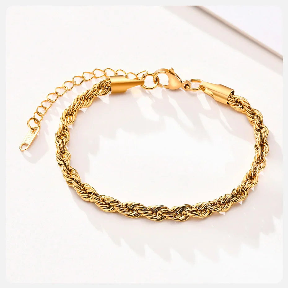 Stainless Steel Rope Chain Bracelet Twisted Singapore - Tophatter Daily Deals