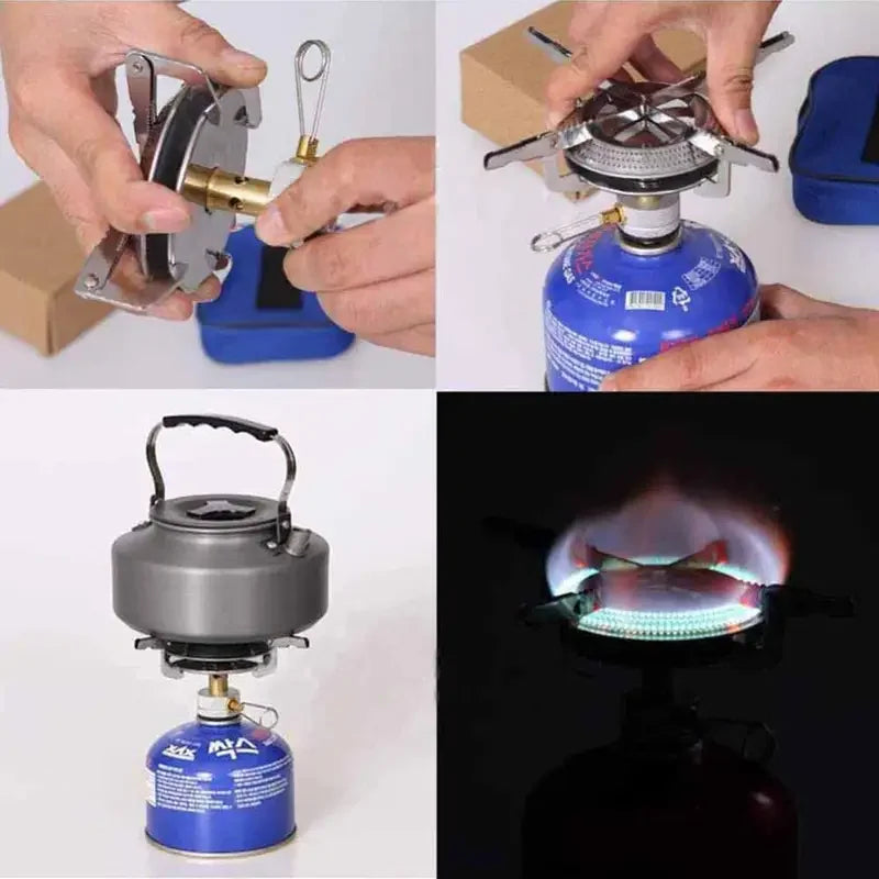 Portable Foldable Camping Gas Stove Silver Camp Cooking - Tophatter Daily Deals