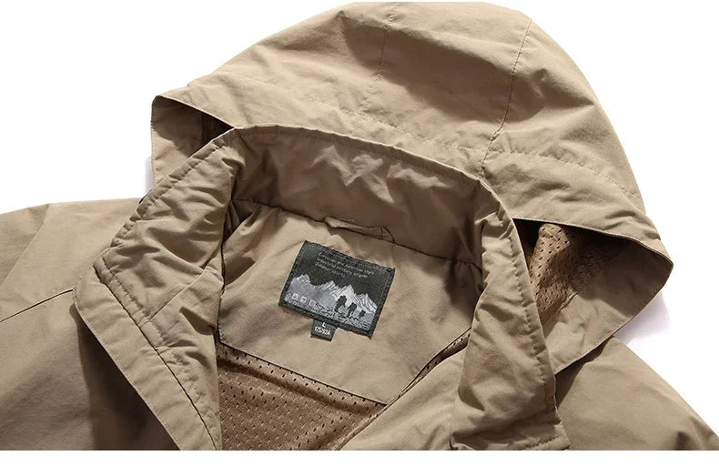 Waterproof Men Jacket- Hooded Windbreaker Polyester Camping - Tophatter Daily Deals