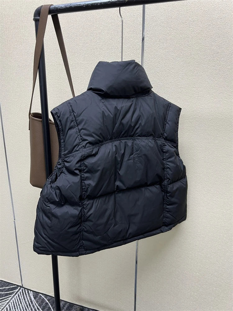 Warm Women’s Down Vest - Stand Collar, Duck Down, Winter - Tophatter Daily Deals