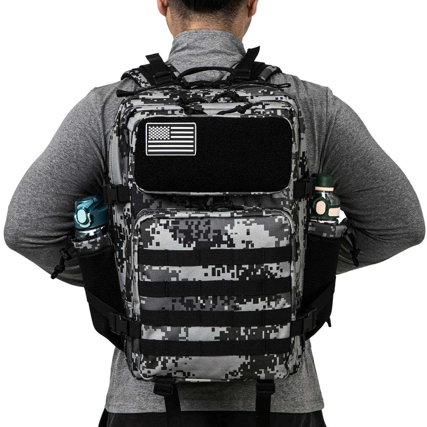 45L Tactical Backpack Waterproof Rucksack Black Camo Backpacks - Tophatter Daily Deals