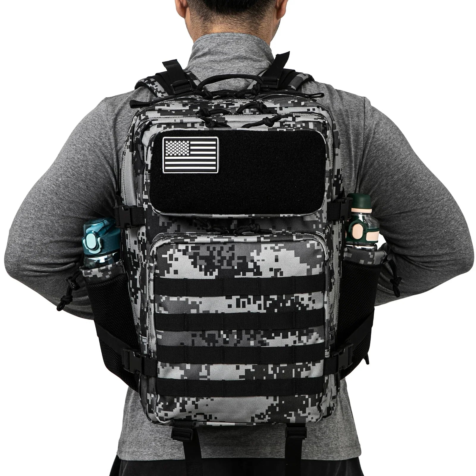 45L Tactical Backpack Waterproof Rucksack Black Camo Backpacks - Tophatter Daily Deals