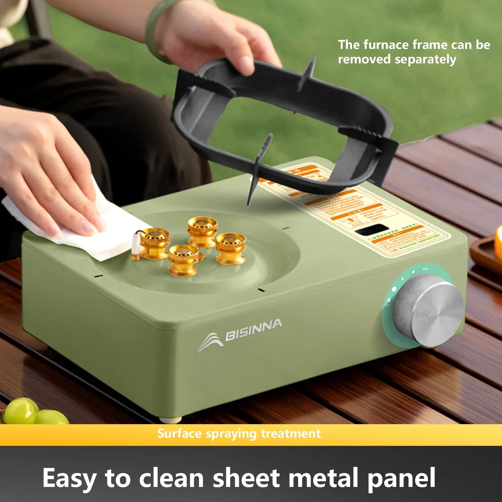 5800W Camping Gas Stove High Firepower Cassette Green Camp Cooking - Tophatter Daily Deals
