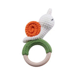 Wooden Crochet Animal Teether Rattle Newborn Sensory Toys Snails - Tophatter Daily Deals