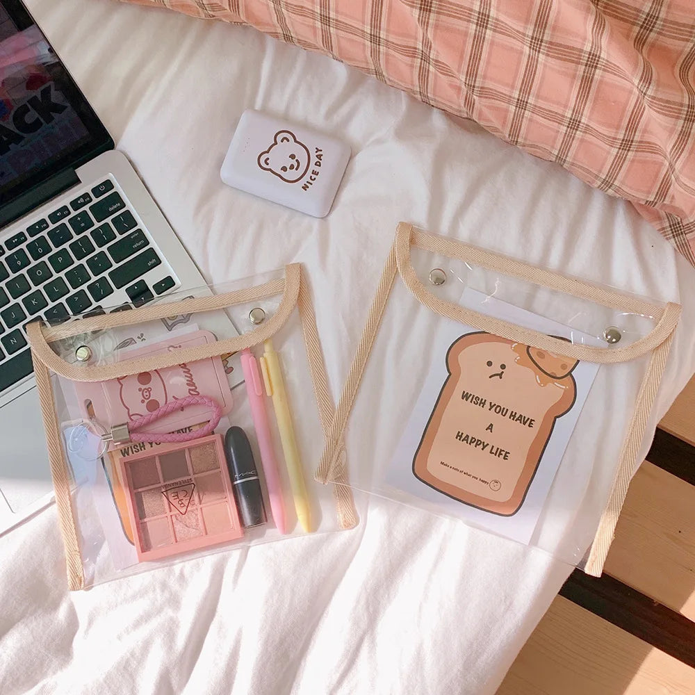 Transparent Document Wallet Bears Kawaii Travel Bag Cosmetics Makeup - Tophatter Daily Deals