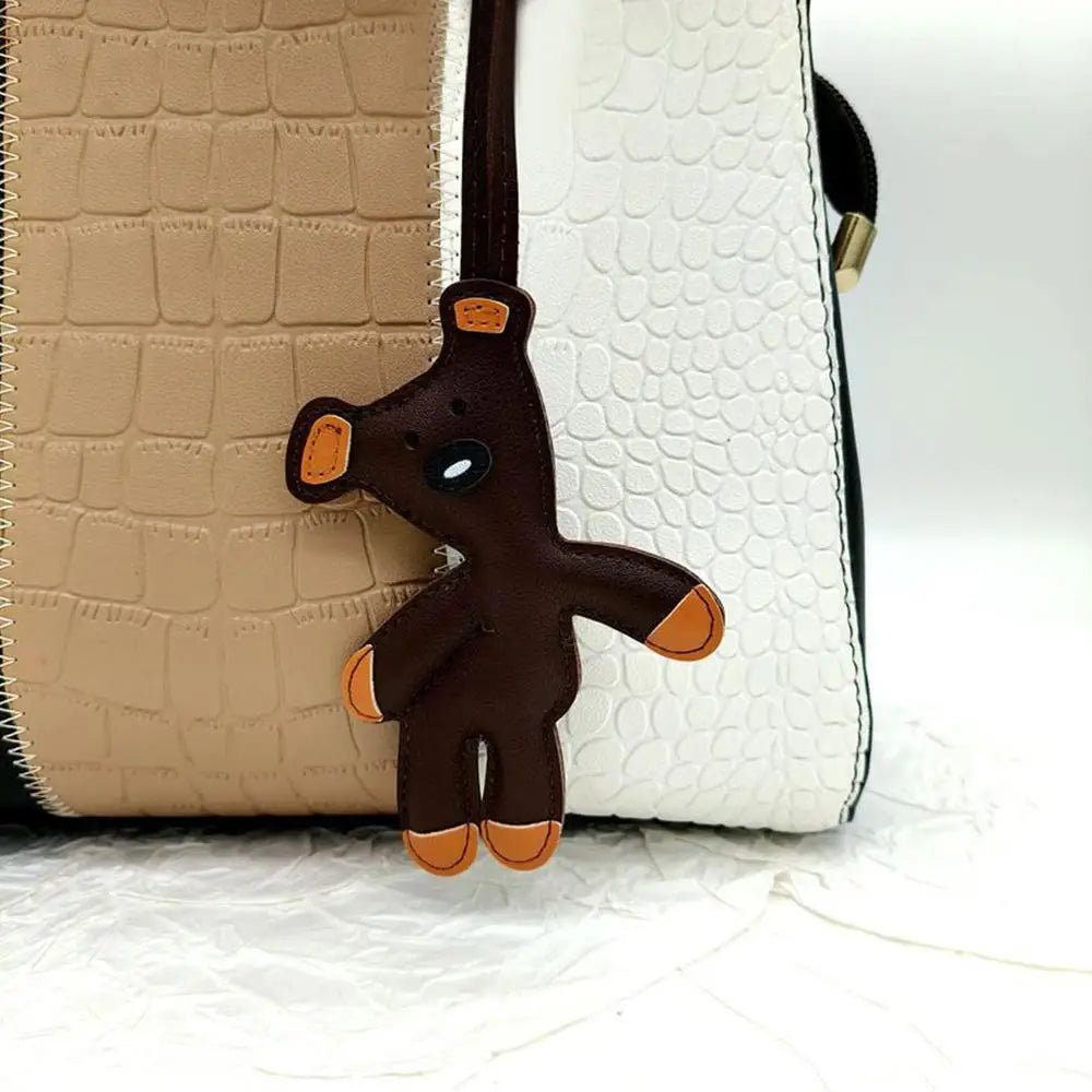 Bear Keychain PU Leather Mini Bag Charm Cute Gift Accessory Brown - Tophatter Daily Deals