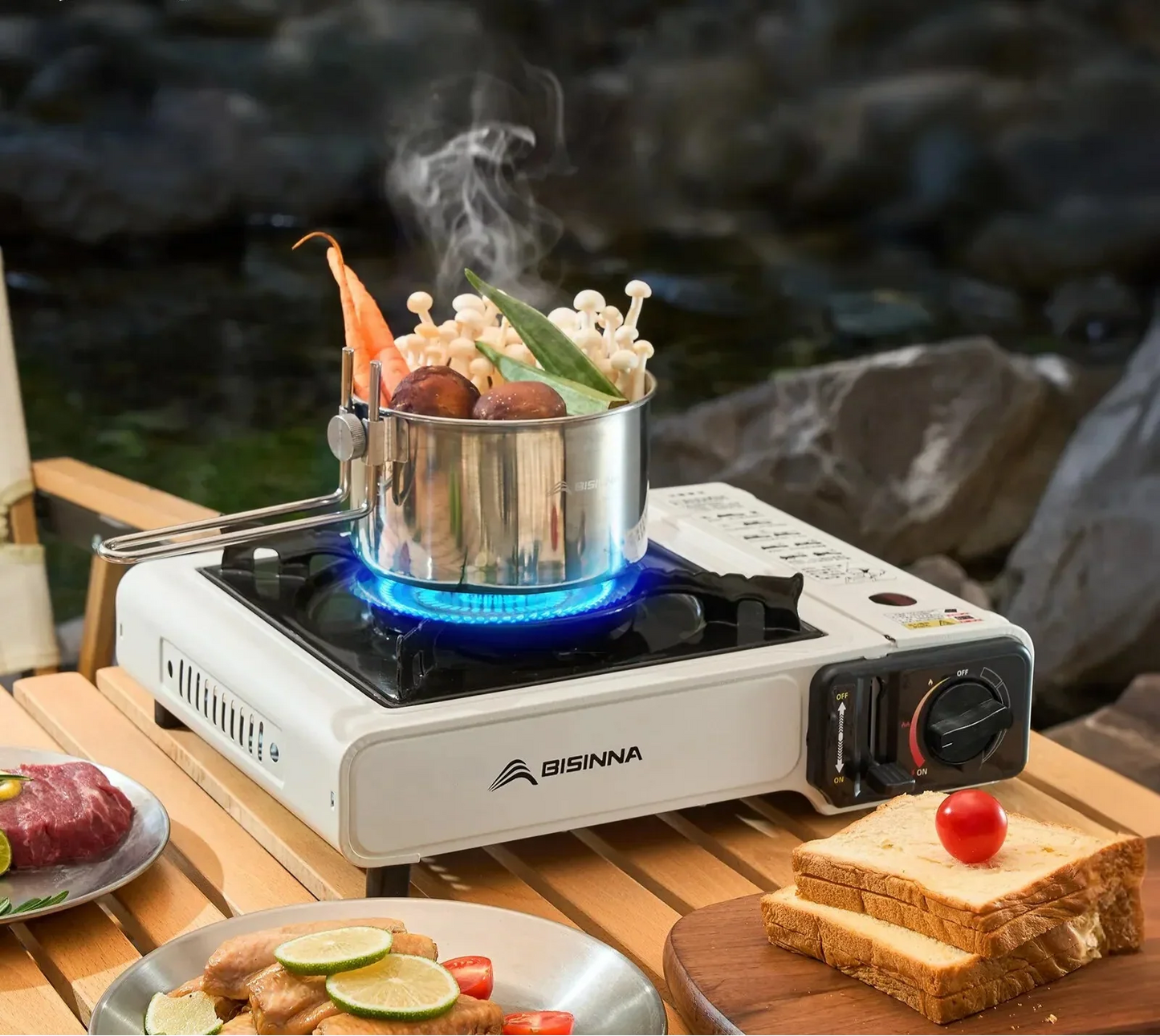 Camping Stove Cassette with 3-Layer Safety White Camp Cooking - Tophatter Daily Deals