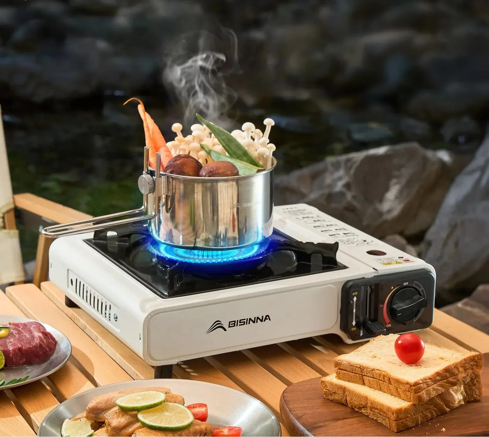 Camping Stove Cassette with 3-Layer Safety White Camp Cooking - Tophatter Daily Deals