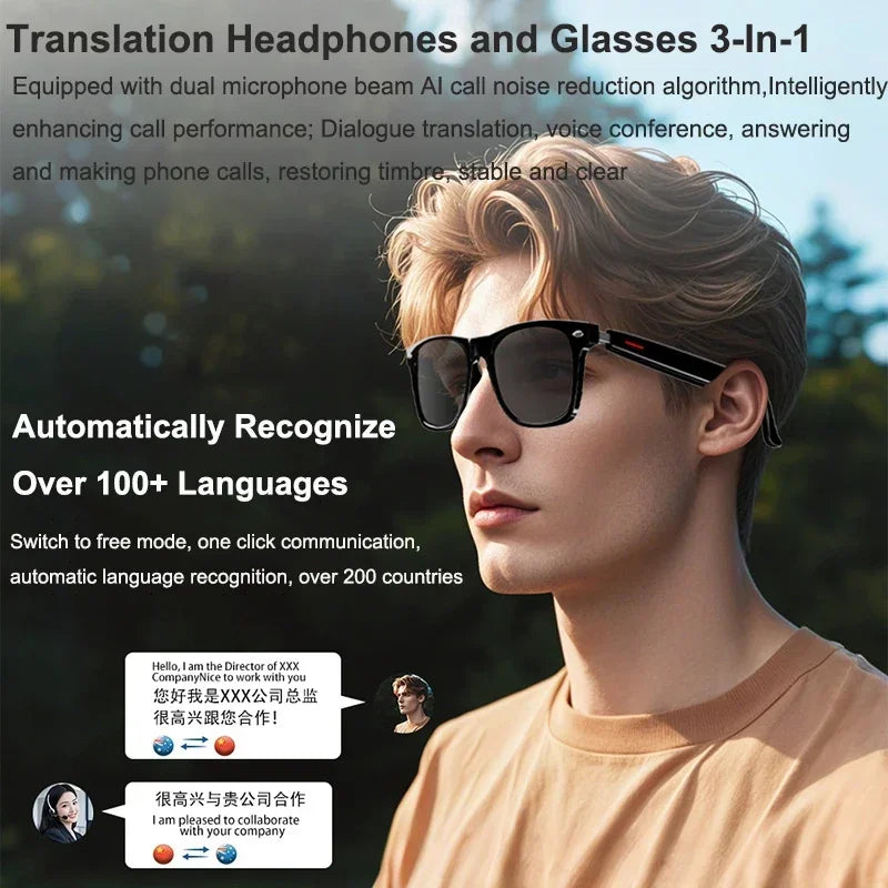 Smart Translation Glasses Bluetooth Call Voice Assistant - Tophatter Daily Deals