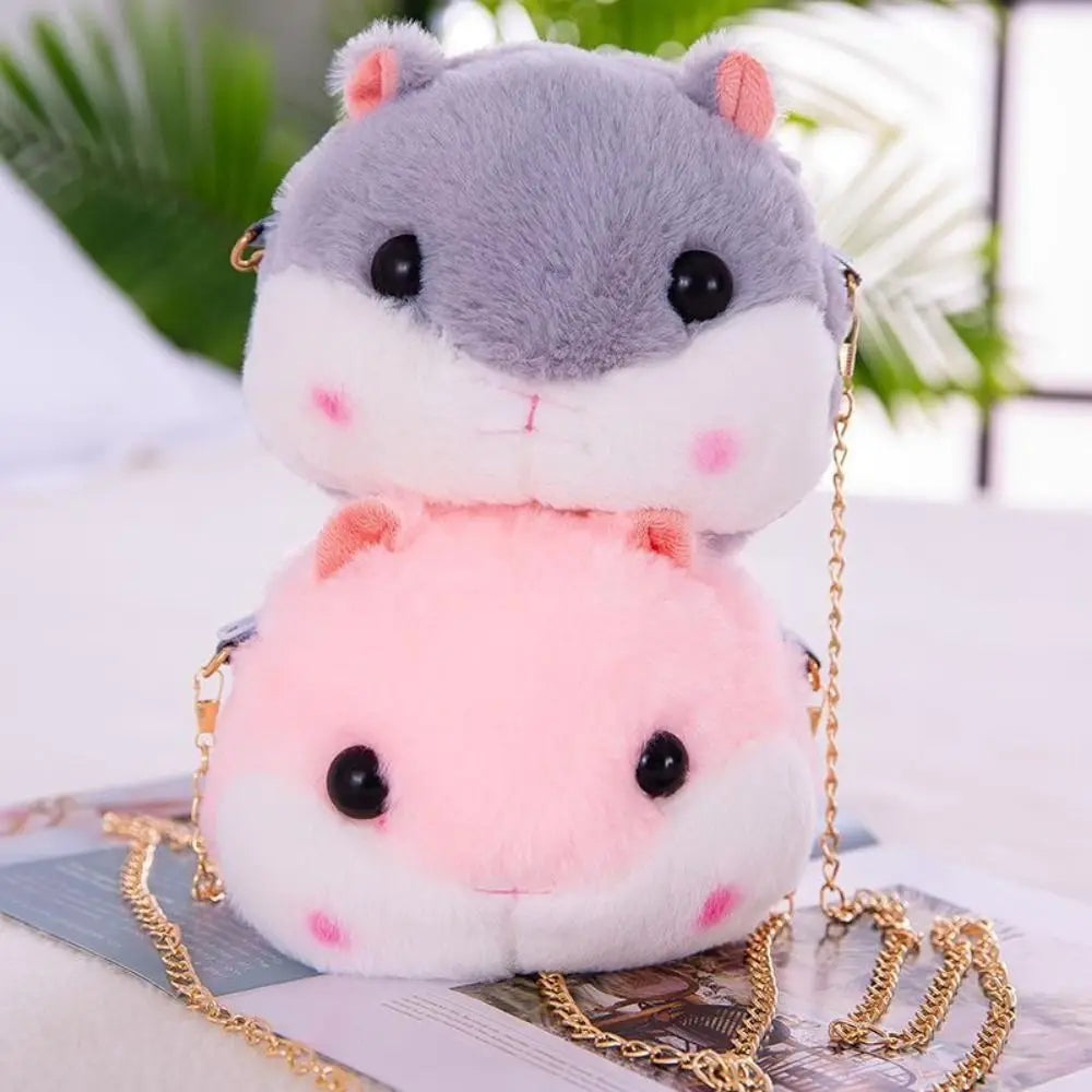 Hammy Hamster Plush Crossbody Bag with Gold Chain Handbag Animals - Tophatter Daily Deals