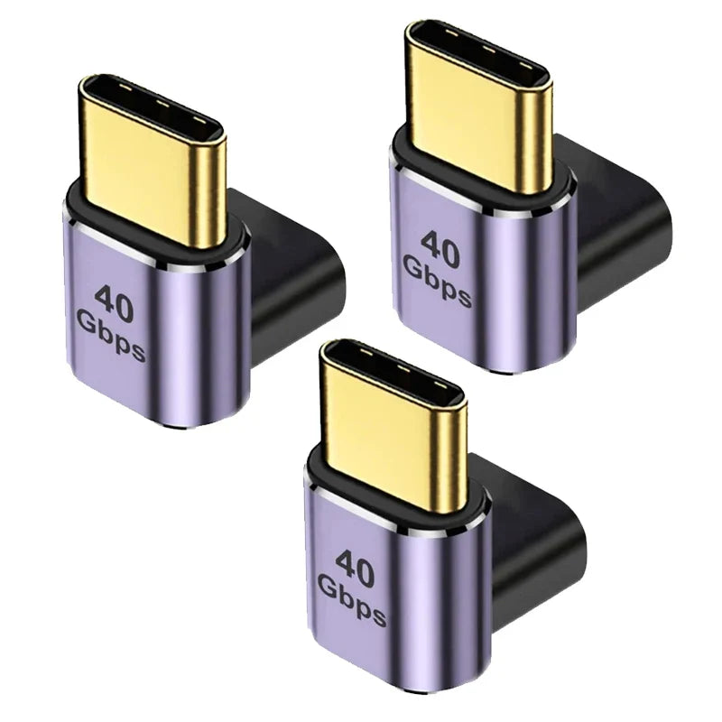 Usb C Adapter 40Gbps 90 Degree Right Angle 100W Extender 3PCS - Tophatter Daily Deals