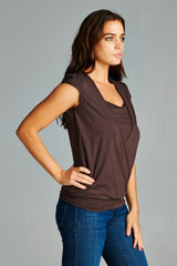 Women's Short Sleeve Square Neck Wrap Top Tops - Tophatter Daily Deals