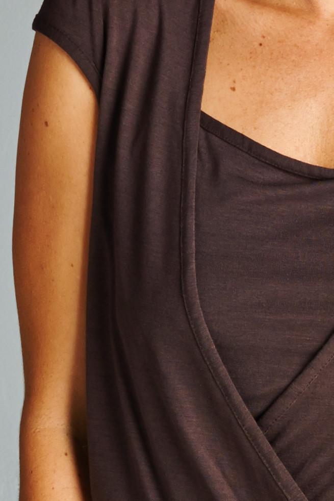 Women's Short Sleeve Square Neck Wrap Top Tops - Tophatter Daily Deals