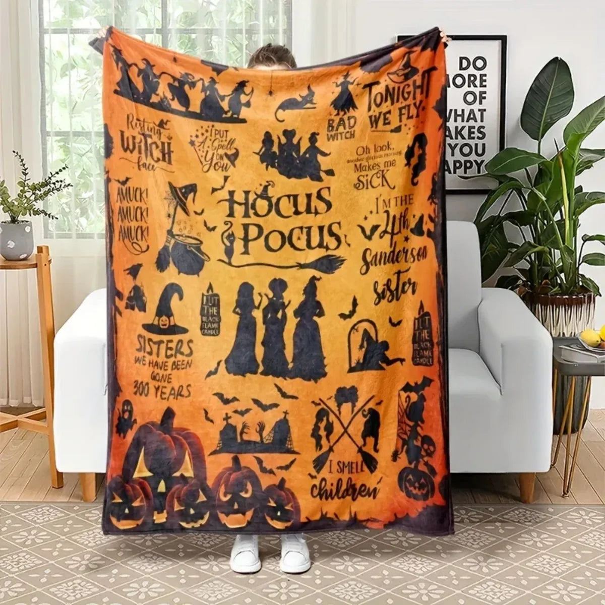 Hocus Pocus Flannel Throw Blanket Halloween 2025 Cozy 1 - Tophatter Daily Deals