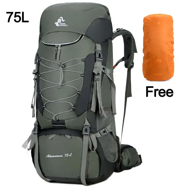 75L Camping Backpack Waterproof Rucksack Green Backpacks - Tophatter Daily Deals