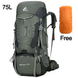 75L Camping Backpack Waterproof Rucksack Green Backpacks - Tophatter Daily Deals