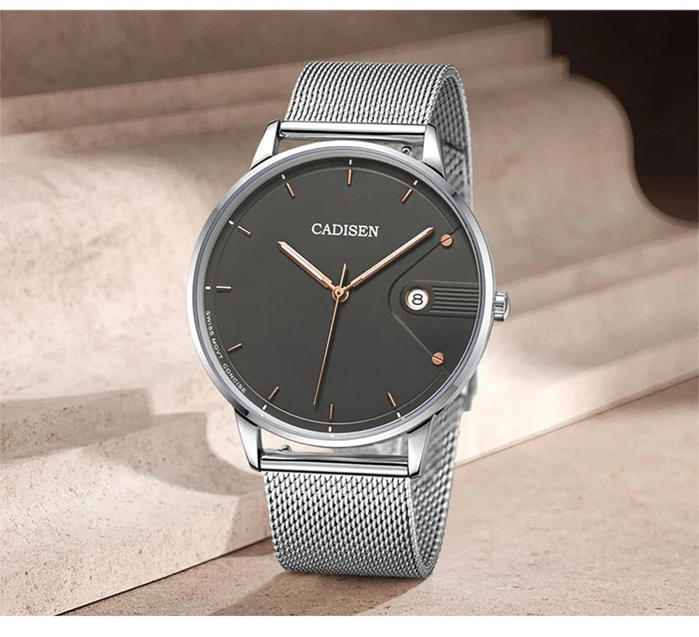 Ultra Thin Swiss Quartz Mesh Strap Watch 7mm Sapphire - Tophatter Daily Deals