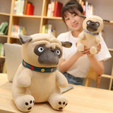 3D Brown Pug Plushie With Green Collar Animals - Tophatter Daily Deals