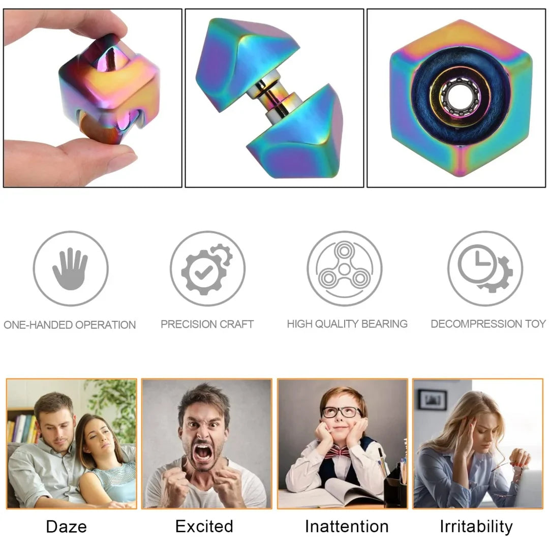 Fidget Spinner Cube Metal Desk Toy Stress Relief Gadget - Tophatter Daily Deals