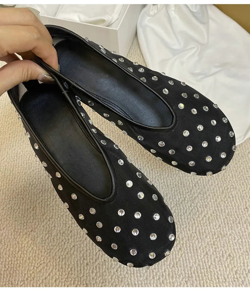 Breathable Women Ballet Flats - Mesh Crystal, Casual Walking - Tophatter Daily Deals