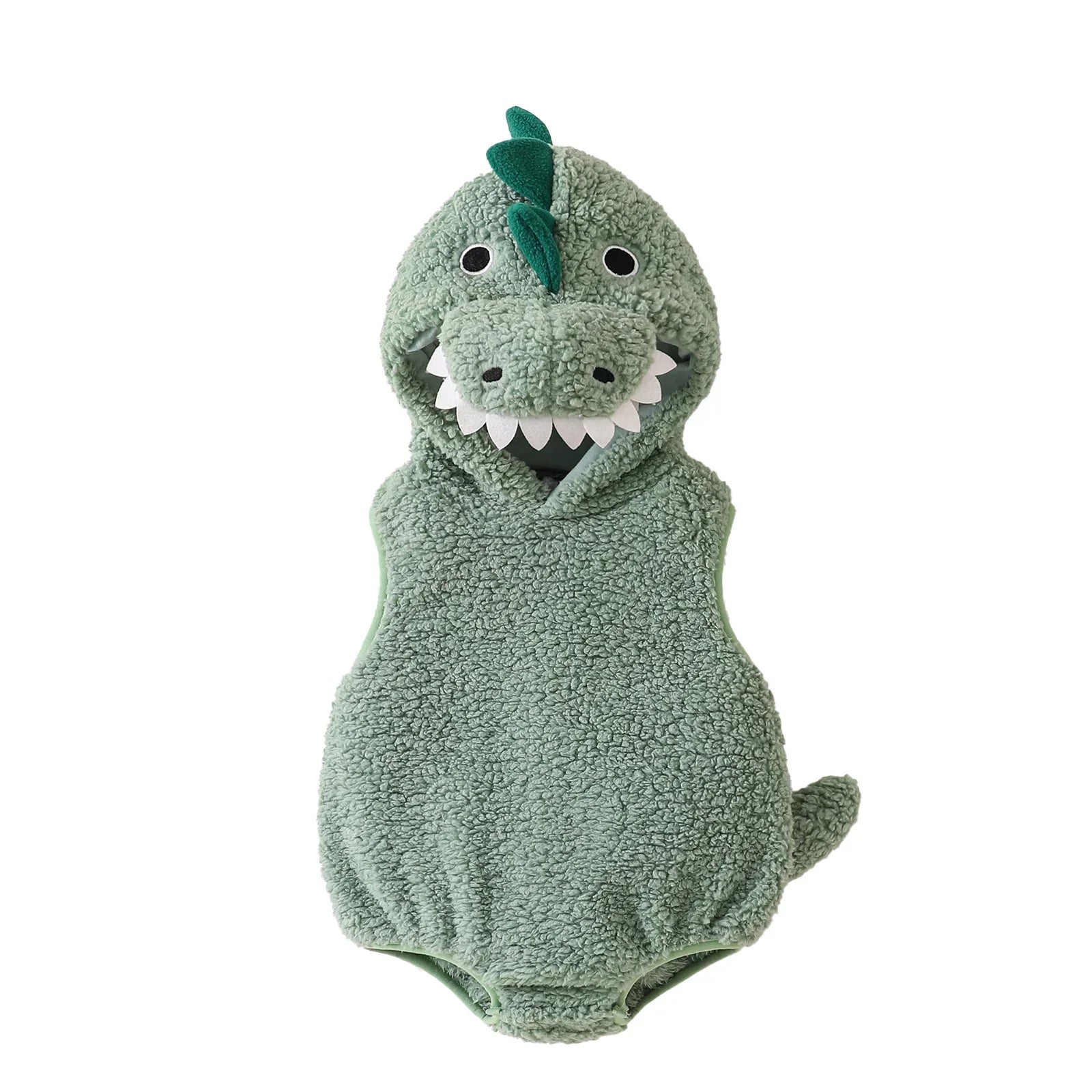 Baby Dinosaur Halloween Romper Plush Hooded Sleeveless Turquoise - Tophatter Daily Deals