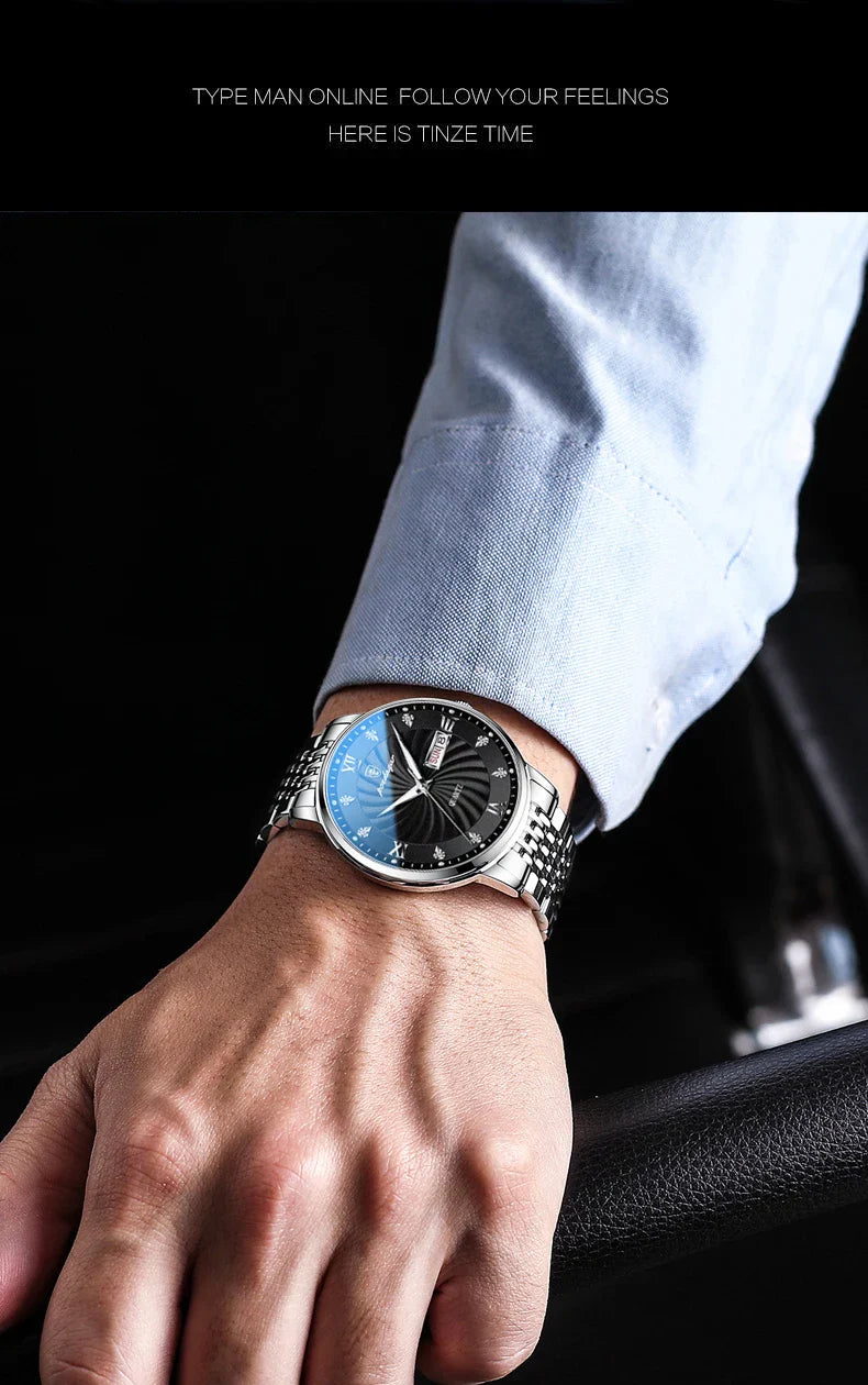 Quartz Wristwatch Stainless Steel Luminous Date Week - Tophatter Daily Deals