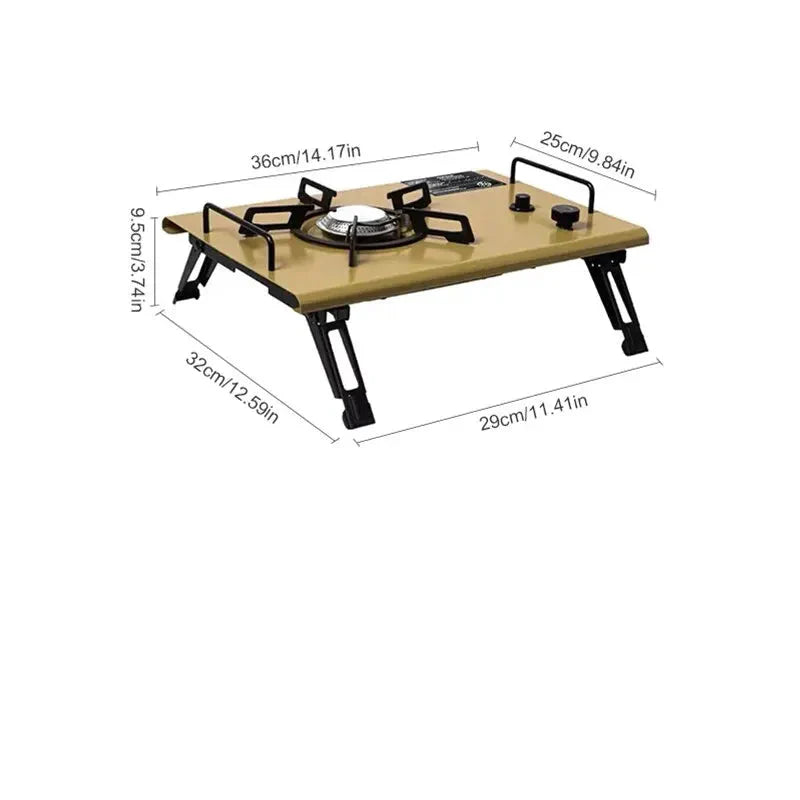 Camping Gas Stove Folding Burner with IGT Table Khaki Camp Cooking - Tophatter Daily Deals
