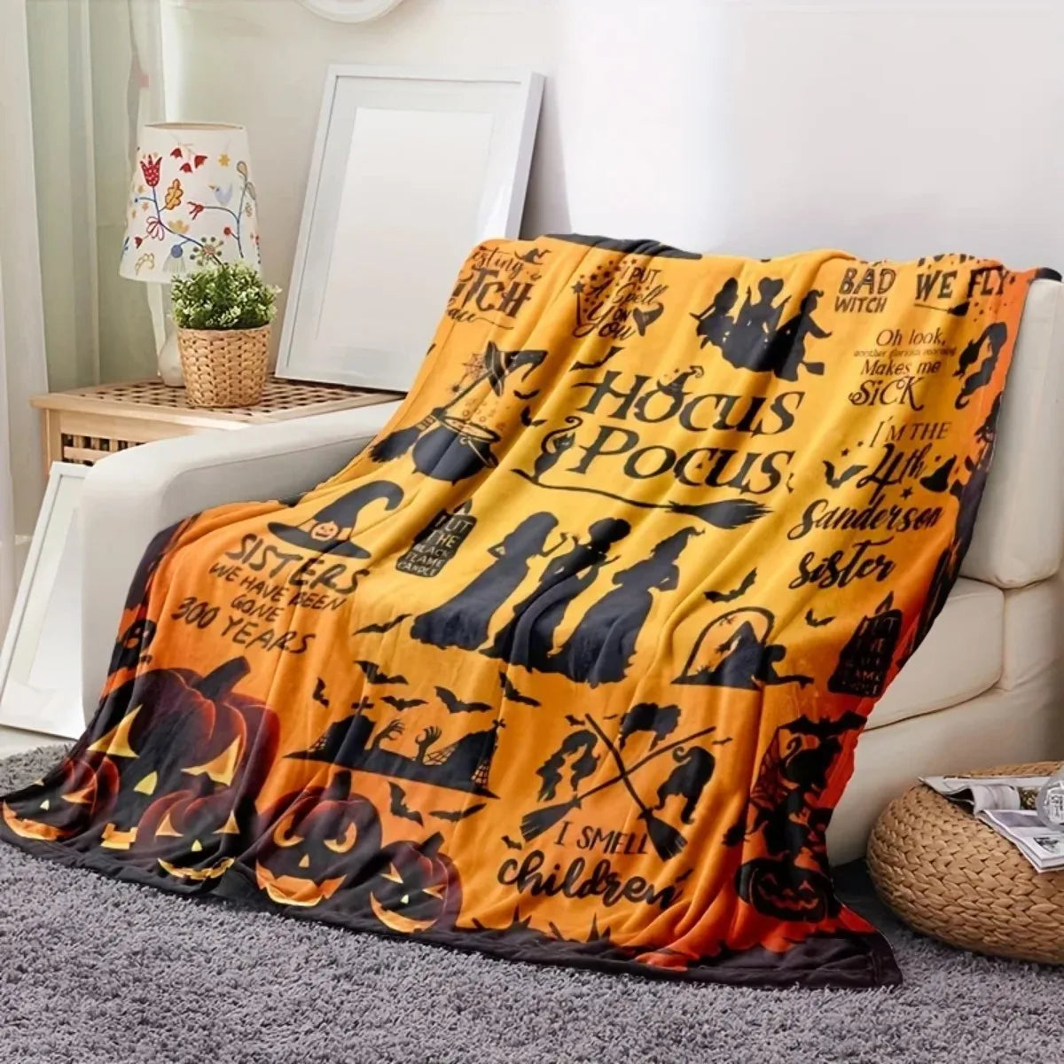 Hocus Pocus Flannel Throw Blanket Halloween 2025 Cozy - Tophatter Daily Deals