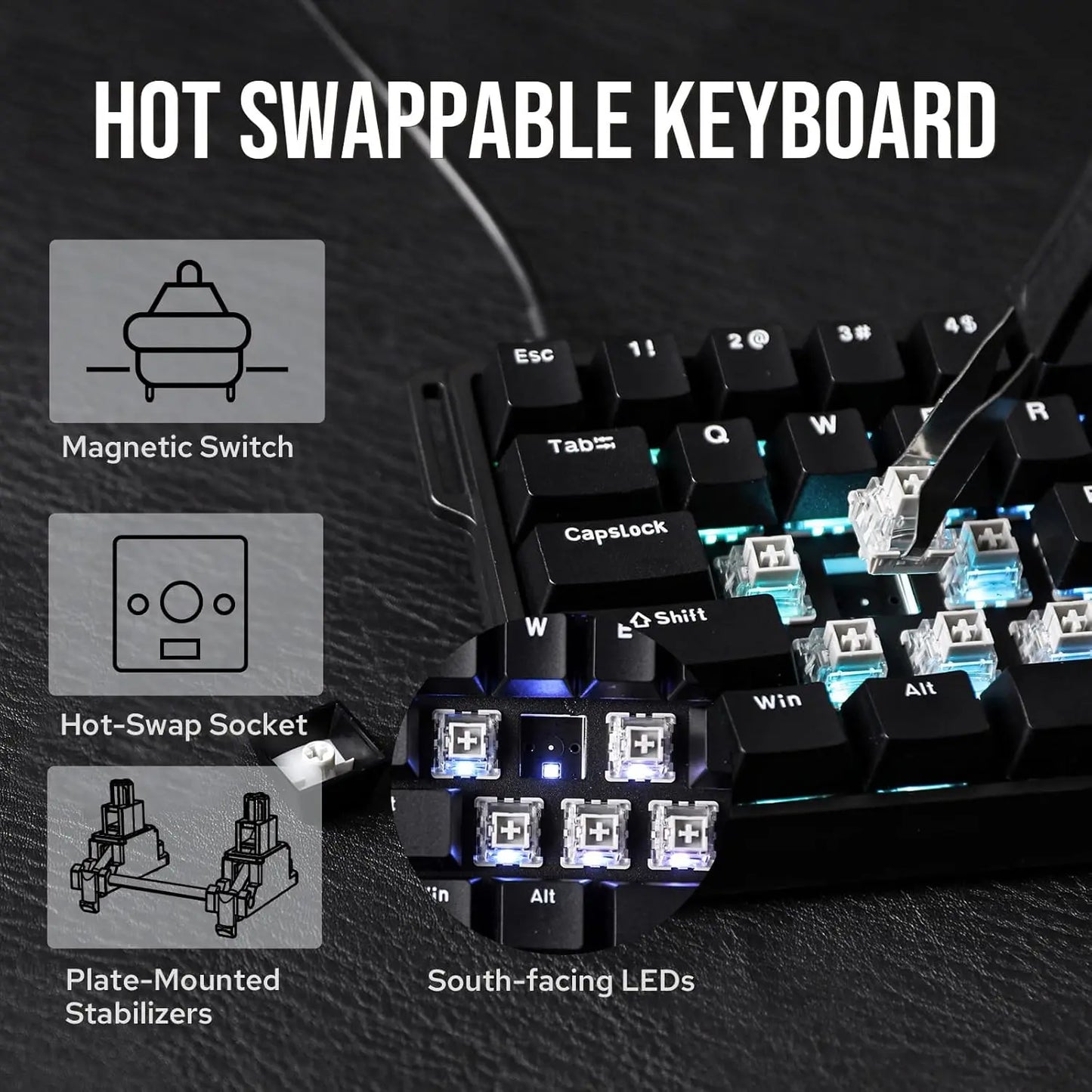 60 Percent Magnetic Mechanical Keyboard Hot Swap 8000Hz - Tophatter Daily Deals