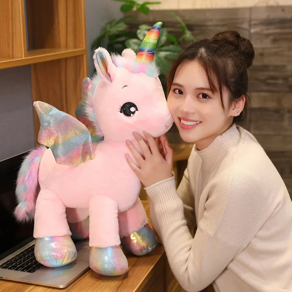 Unicorn Dream Rainbow Plush Toy High Quality Pink Horse Sweet Girl Home Decor Sleeping Pillow Gift For Kids up to 100cm Mythical - Tophatter Daily Deals
