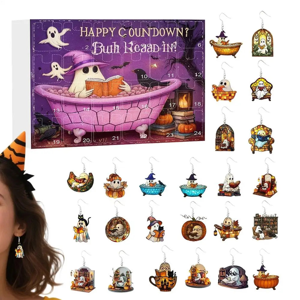 Halloween Advent Calendar Ghost Earrings 24 Day Set White - Tophatter Daily Deals