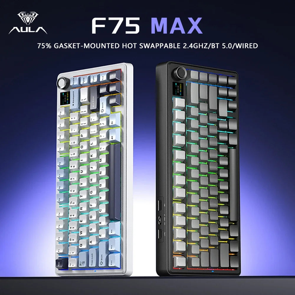 Gaming Mechanical Keyboard 75% Hot Swap RGB TFT Wireless - Tophatter Daily Deals