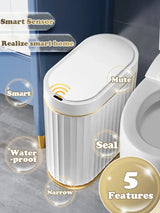 Automatic Sensor Trash Can Narrow Roman Stripe Bathroom Bin - Tophatter Daily Deals