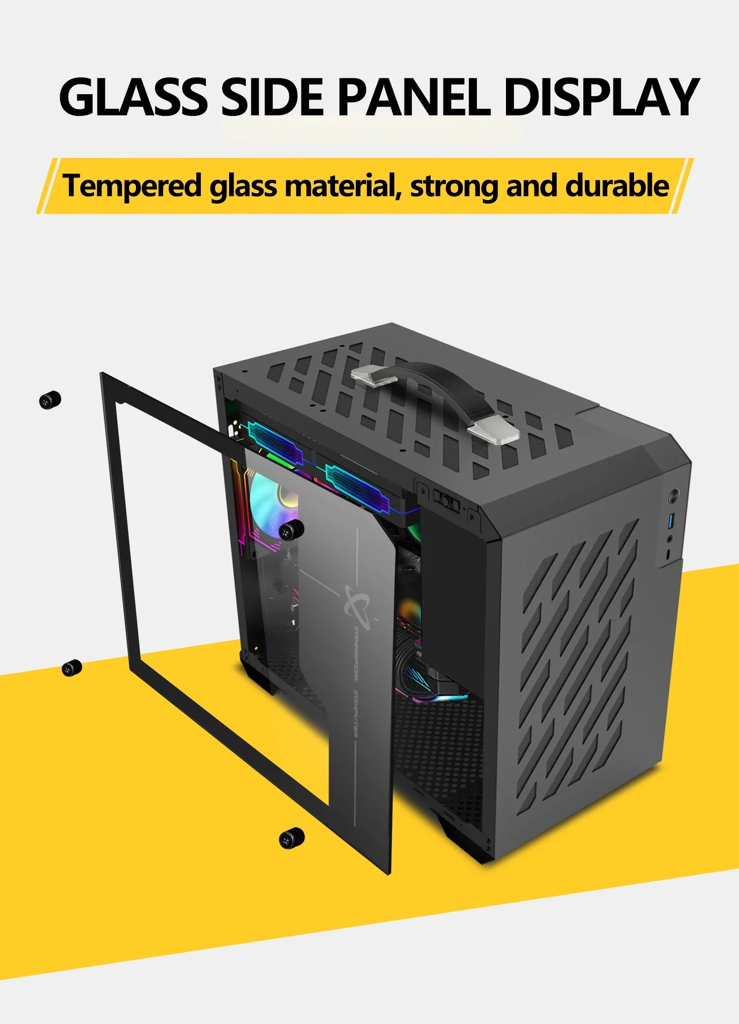 Mini ITX Case Glass Side 240mm Watercooling Portable - Tophatter Daily Deals