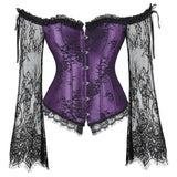 Supportive Women's Corset Top - Off Shoulder, Lace Satin - Tophatter Daily Deals