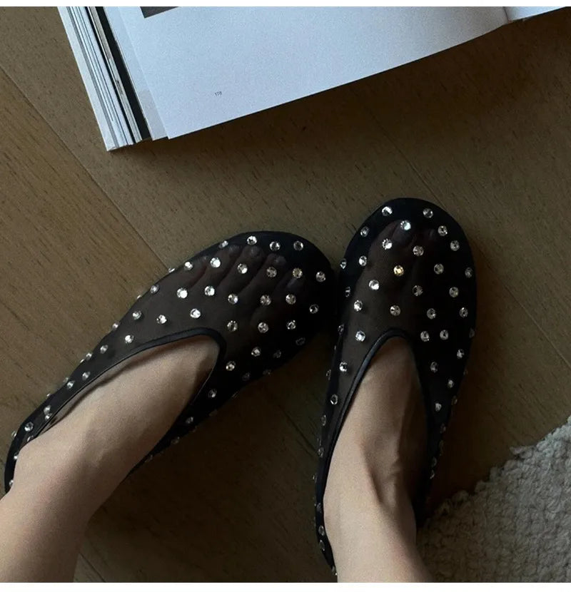 Breathable Women Ballet Flats - Mesh Crystal, Casual Walking - Tophatter Daily Deals