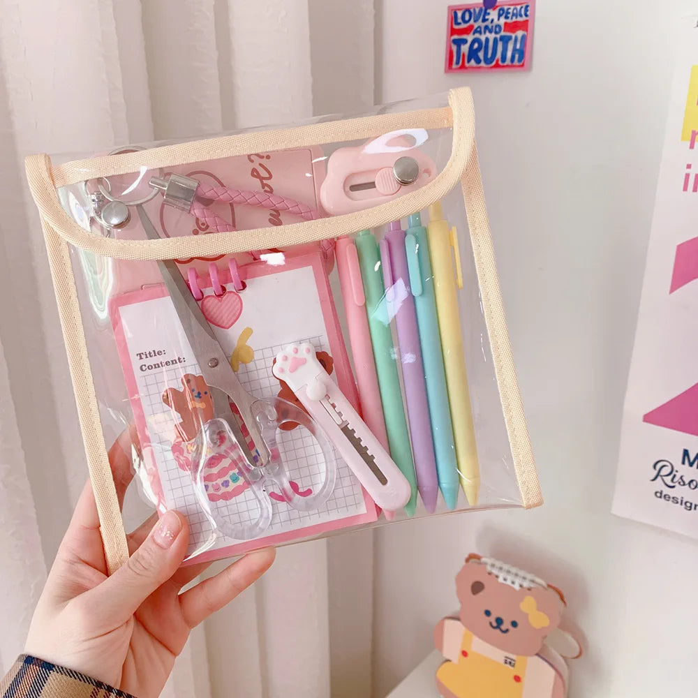 Transparent Document Wallet Bears Kawaii Travel Bag Cosmetics Makeup - Tophatter Daily Deals